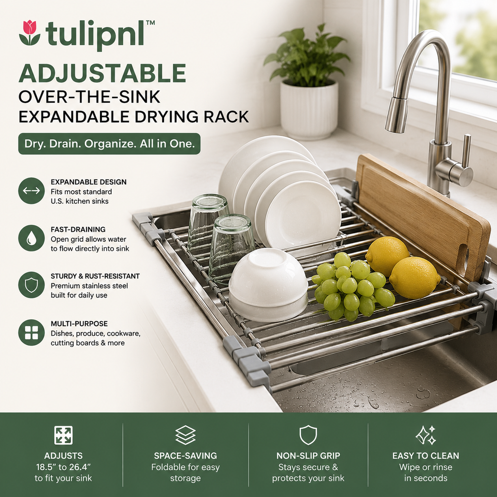 tulipnl™ Adjustable Over-the-Sink Expandable Drying Rack