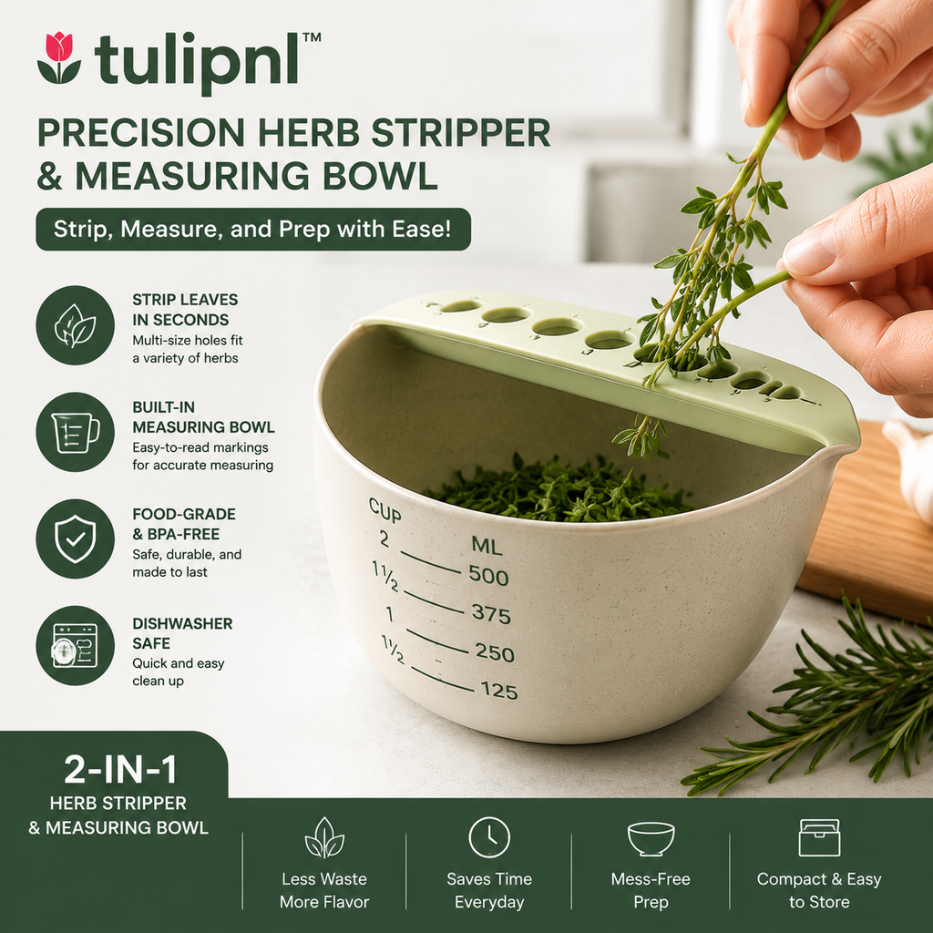 tulipnl™ Precision Herb Stripper & Measuring Bowl