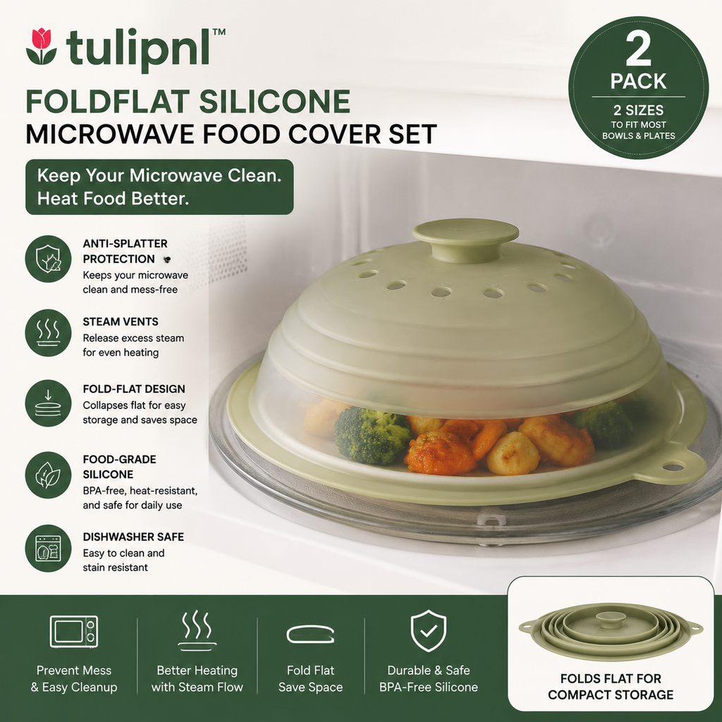 tulipnl™ FoldFlat Silicone Microwave Food Cover Set