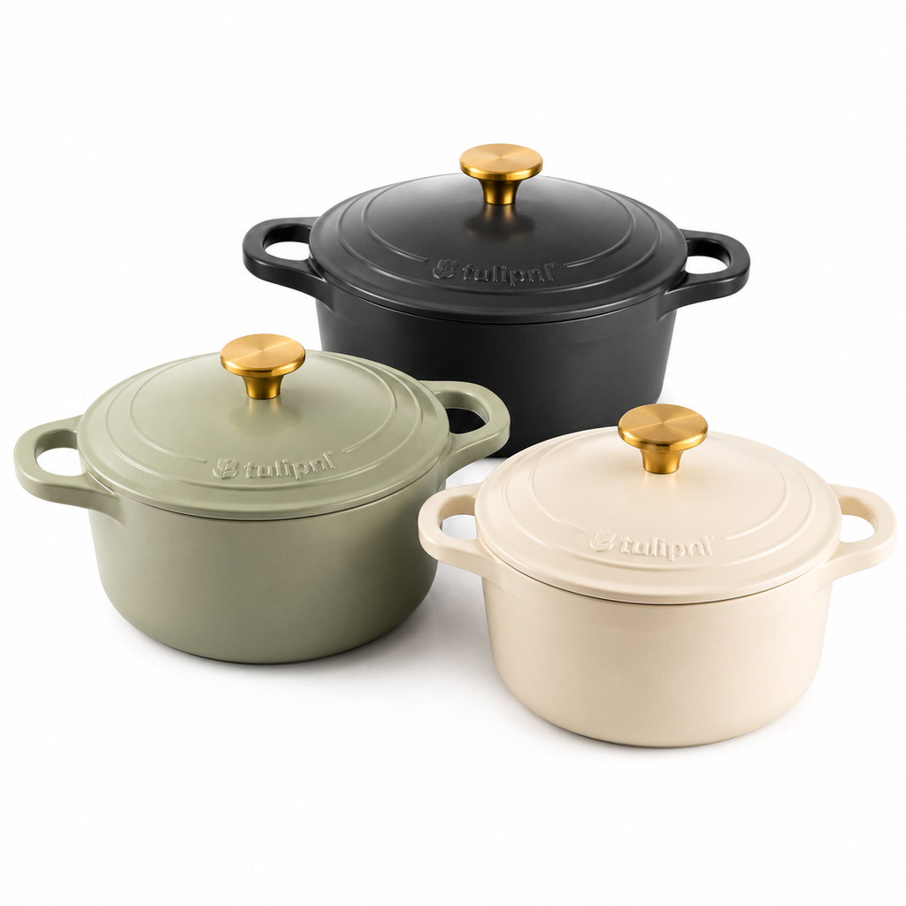 tulipnl™ ArtisanForge™ Enameled Cast Iron Dutch Oven Set
