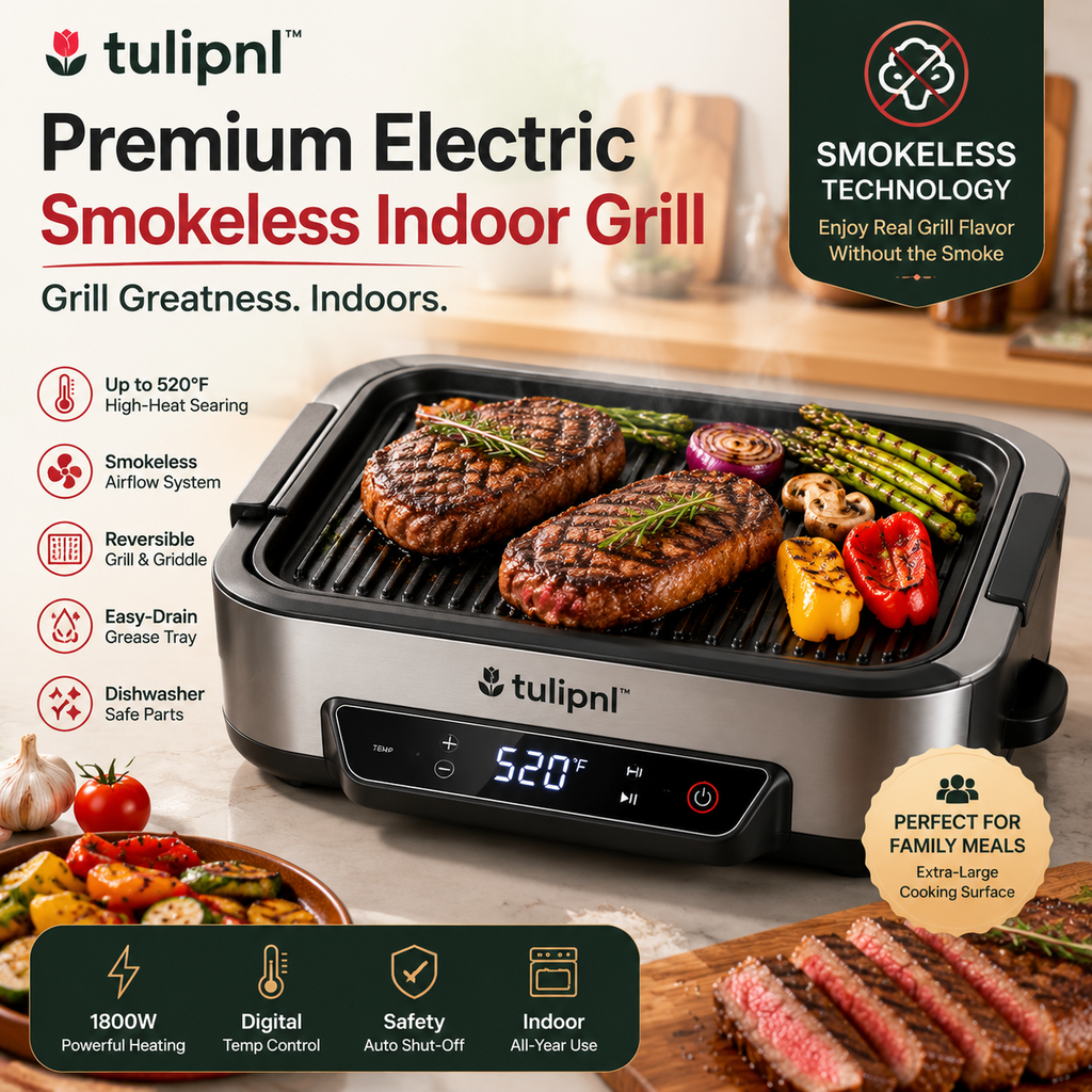 tulipnl™ Premium Electric Smokeless Indoor Grill